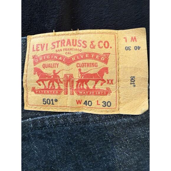 Levis 501 Jeans 40x30 Black Original Straight Leg Button Fly Mens Vintage - Picture 5 of 10
